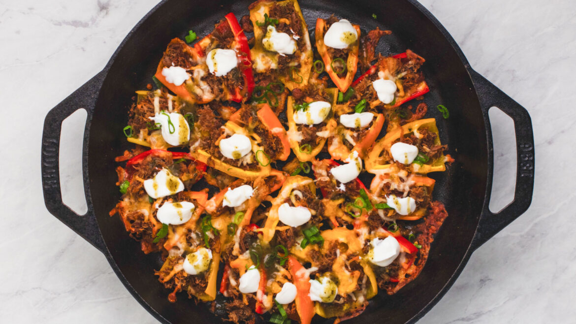 Sweet Pepper Nachos with Carnitas